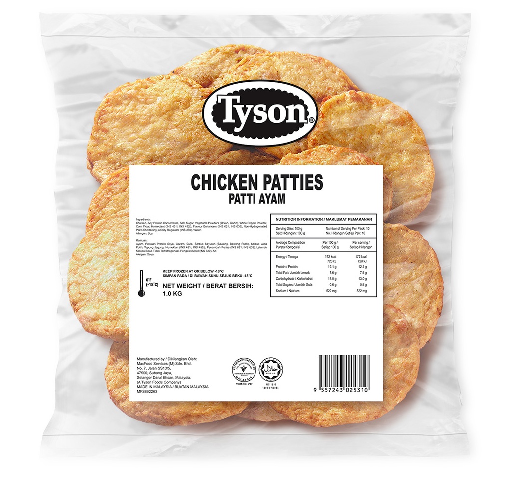 Tyson Tempura Chicken Patties 1000g